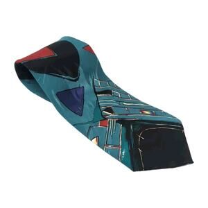 VTG Alexander Lloyd Tie Extra Long X-Long Teal Abstract 3.75 wide 61.75 long USA